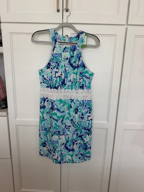 Lilly Pulitzer Dresses & Skirts - Lilly Pulitzer Aqua, Navy & White Printed Mini Dress